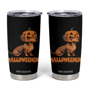 Funny Halloween Dachshund Tumbler Cup Halloweener Pumpkin Wiener Dog TS11 Black Print Your Wear