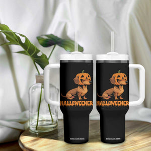Funny Halloween Dachshund Tumbler With Handle Halloweener Pumpkin Wiener Dog TS11 Print Your Wear