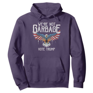 We're Not Garbage Vote Trump Hoodie US Election 2024 Vintage Eagle TS11 Purple Print Your Wear