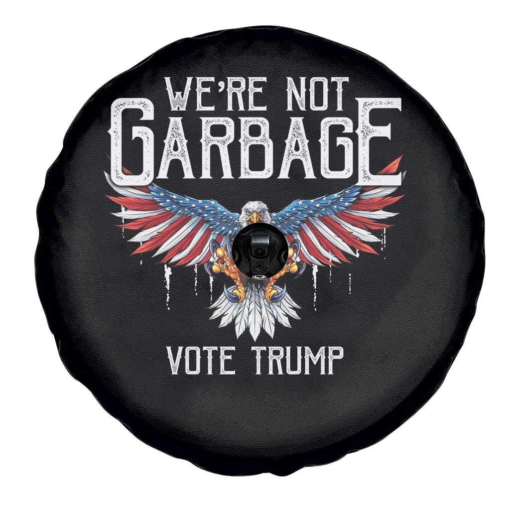 We're Not Garbage Vote Trump Spare Tire Cover US Election 2024 Vintage Eagle TS11 Print Your Wear