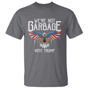 We're Not Garbage Vote Trump T Shirt US Election 2024 Vintage Eagle TS11 Charcoal Print Your Wear