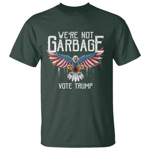 We're Not Garbage Vote Trump T Shirt US Election 2024 Vintage Eagle TS11 Dark Forest Green Print Your Wear