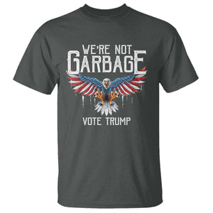 We're Not Garbage Vote Trump T Shirt US Election 2024 Vintage Eagle TS11 Dark Heather Print Your Wear