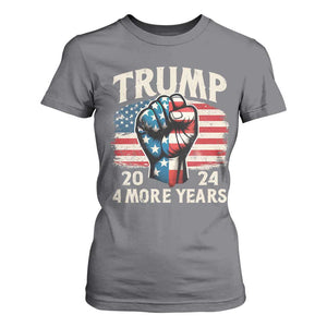 Trump Supporter T Shirt For Women Trump 2024 Four More Years American Flag Hand Fist TS11 Charcoal Print Your Wear
