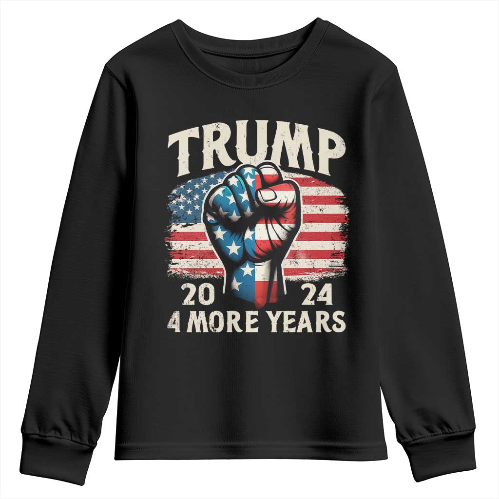 Trump Supporter Youth Sweatshirt Trump 2024 Four More Years American Flag Hand Fist TS11 Black Print Your Wear