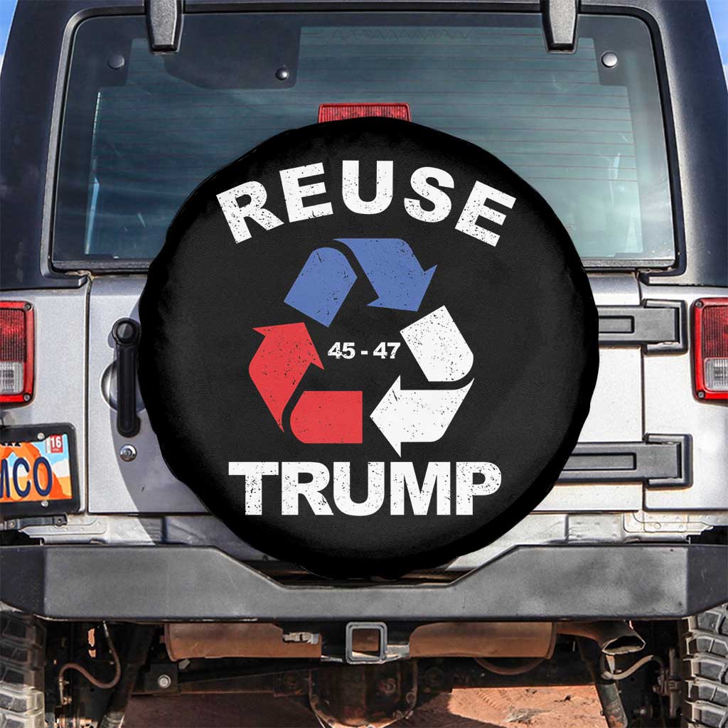 Funny Trump Garbage 2024 Spare Tire Cover Reuse Trump 45-47 TS11 No hole Black Print Your Wear