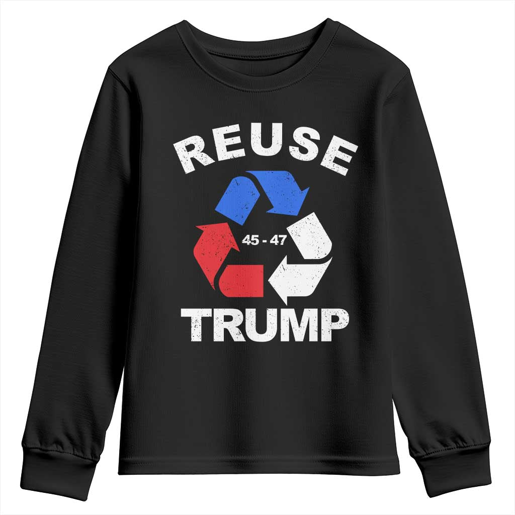 Funny Trump Garbage 2024 Youth Sweatshirt Reuse Trump 45-47 TS11 Black Print Your Wear