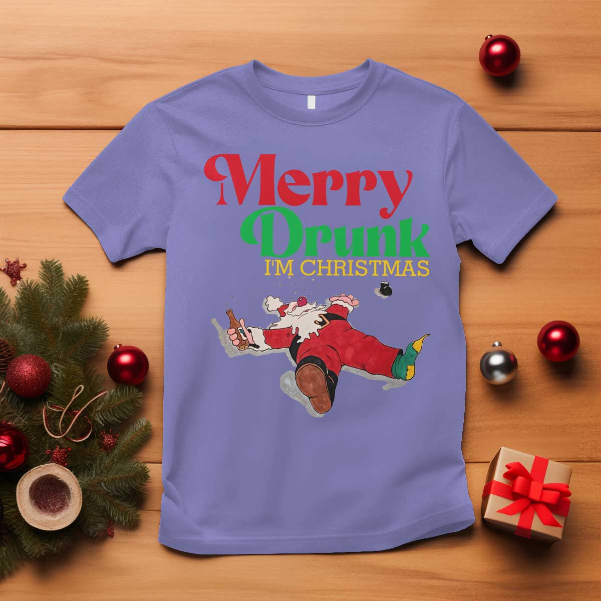 Funny Christmas Beers T Shirt Merry Drunk I'm Christmas Santa TS11 Violet Print Your Wear