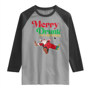Funny Christmas Beers Raglan Shirt Merry Drunk I'm Christmas Santa TS11 Sport Gray Black Print Your Wear