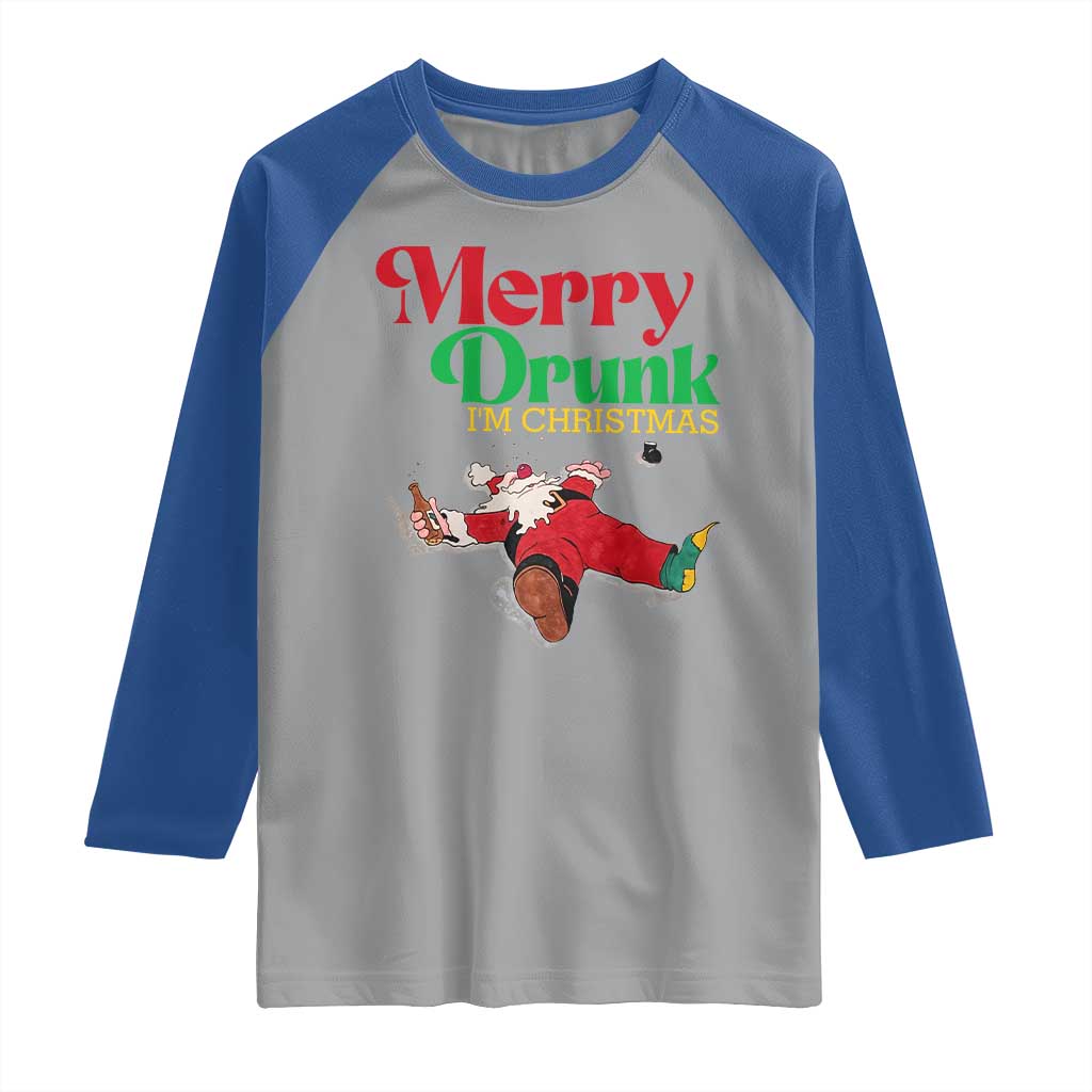 Funny Christmas Beers Raglan Shirt Merry Drunk I'm Christmas Santa TS11 Sport Gray Royal Print Your Wear