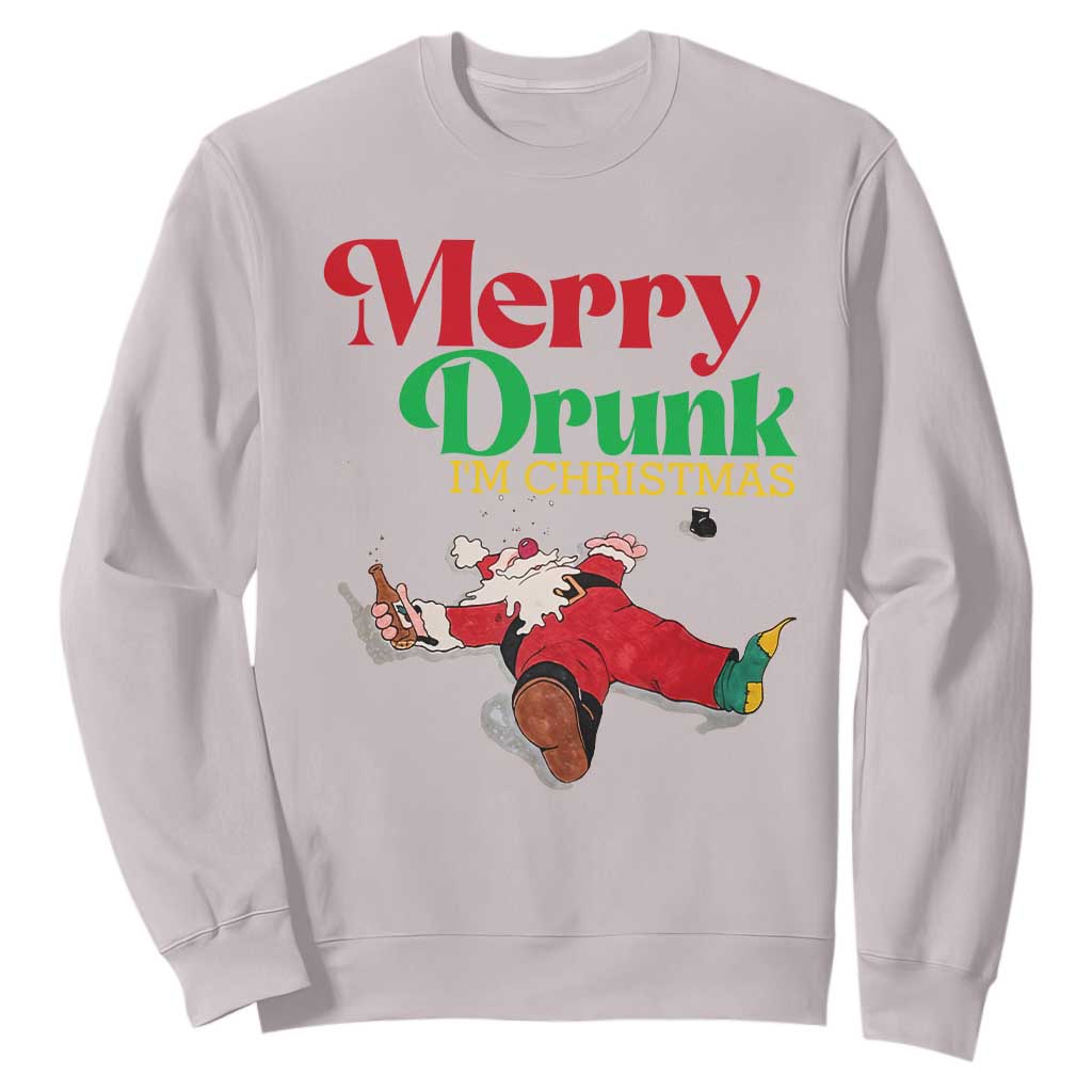Funny Christmas Beers Sweatshirt Merry Drunk I'm Christmas Santa TS11 Ice Gray Print Your Wear