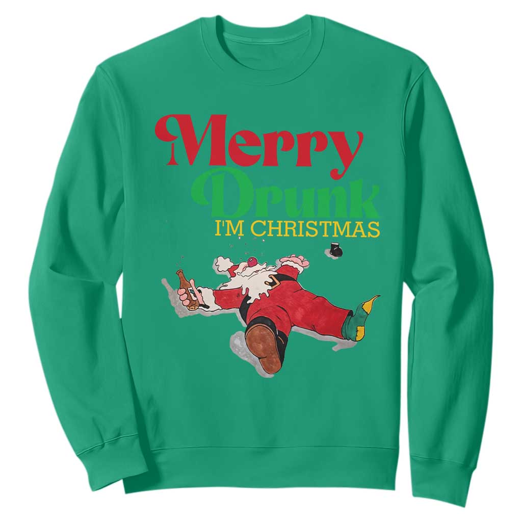 Funny Christmas Beers Sweatshirt Merry Drunk I'm Christmas Santa TS11 Irish Green Print Your Wear