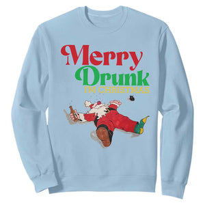 Funny Christmas Beers Sweatshirt Merry Drunk I'm Christmas Santa TS11 Light Blue Print Your Wear
