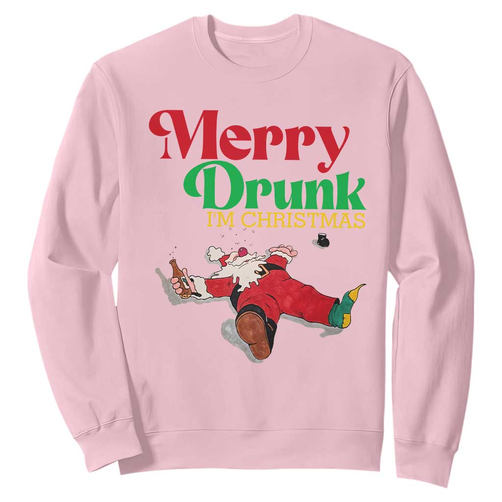 Funny Christmas Beers Sweatshirt Merry Drunk I'm Christmas Santa TS11 Light Pink Print Your Wear