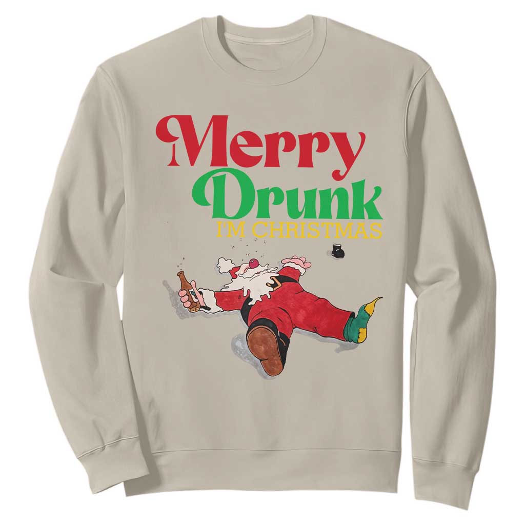 Funny Christmas Beers Sweatshirt Merry Drunk I'm Christmas Santa TS11 Sand Print Your Wear