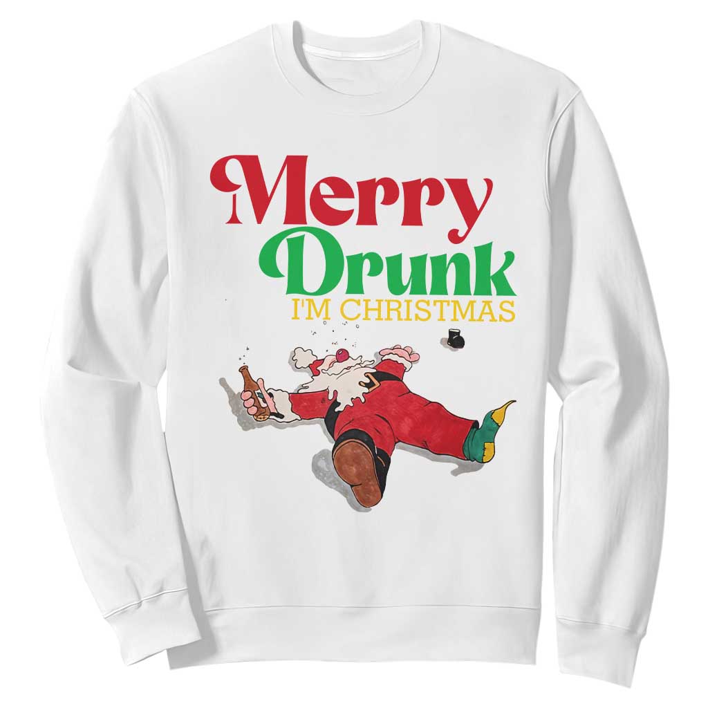 Funny Christmas Beers Sweatshirt Merry Drunk I'm Christmas Santa TS11 White Print Your Wear