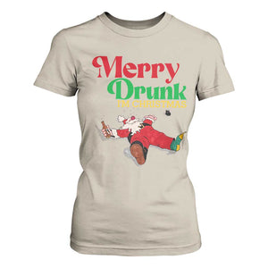 Funny Christmas Beers T Shirt For Women Merry Drunk I'm Christmas Santa TS11 Sand Print Your Wear