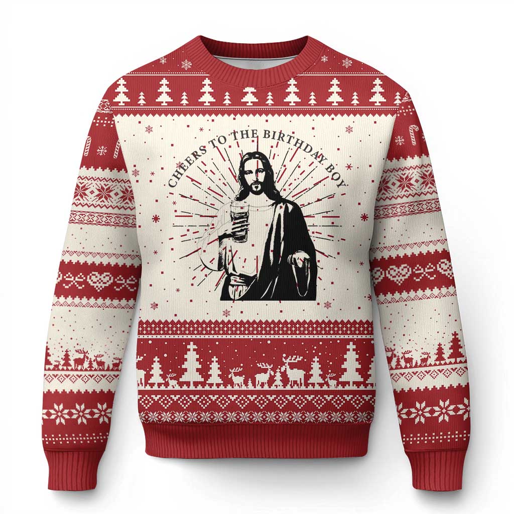 Funny Cheers To The Birthday Boy Ugly Christmas Sweater Xmas Christian Faith TS11 Red Print Your Wear