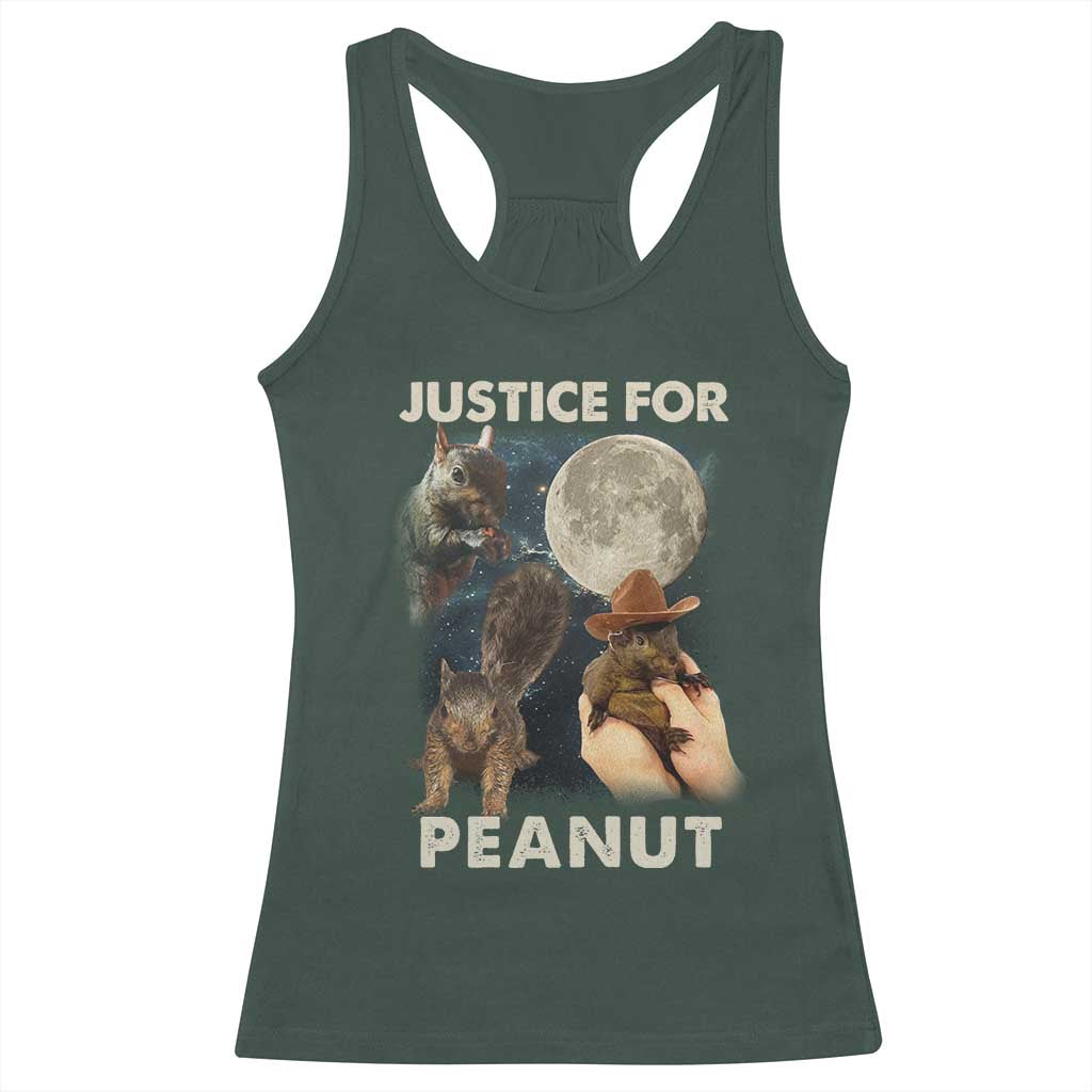 Justice For Peanut The Squirrel 2024 Moon Racerback Tank Top TS11 Dark Forest Green Print Your Wear