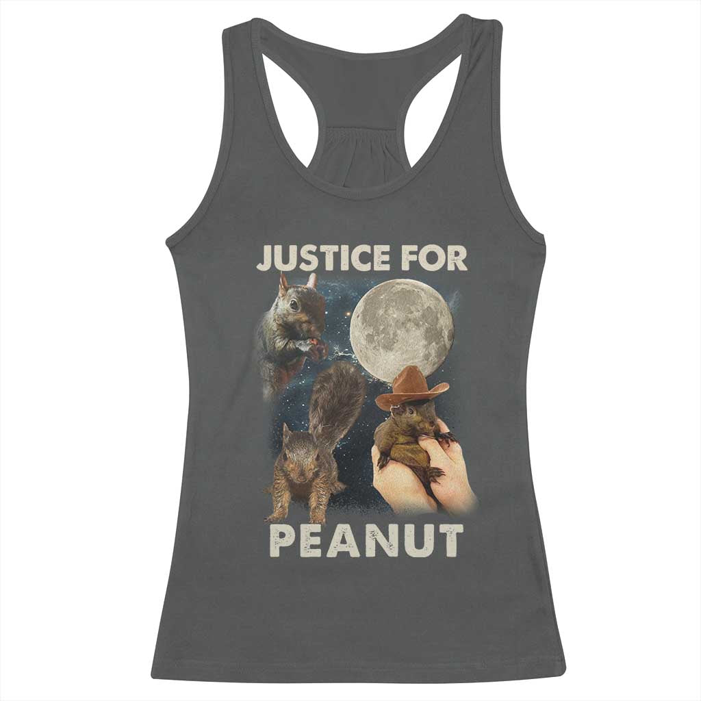 Justice For Peanut The Squirrel 2024 Moon Racerback Tank Top TS11 Dark Heather Print Your Wear
