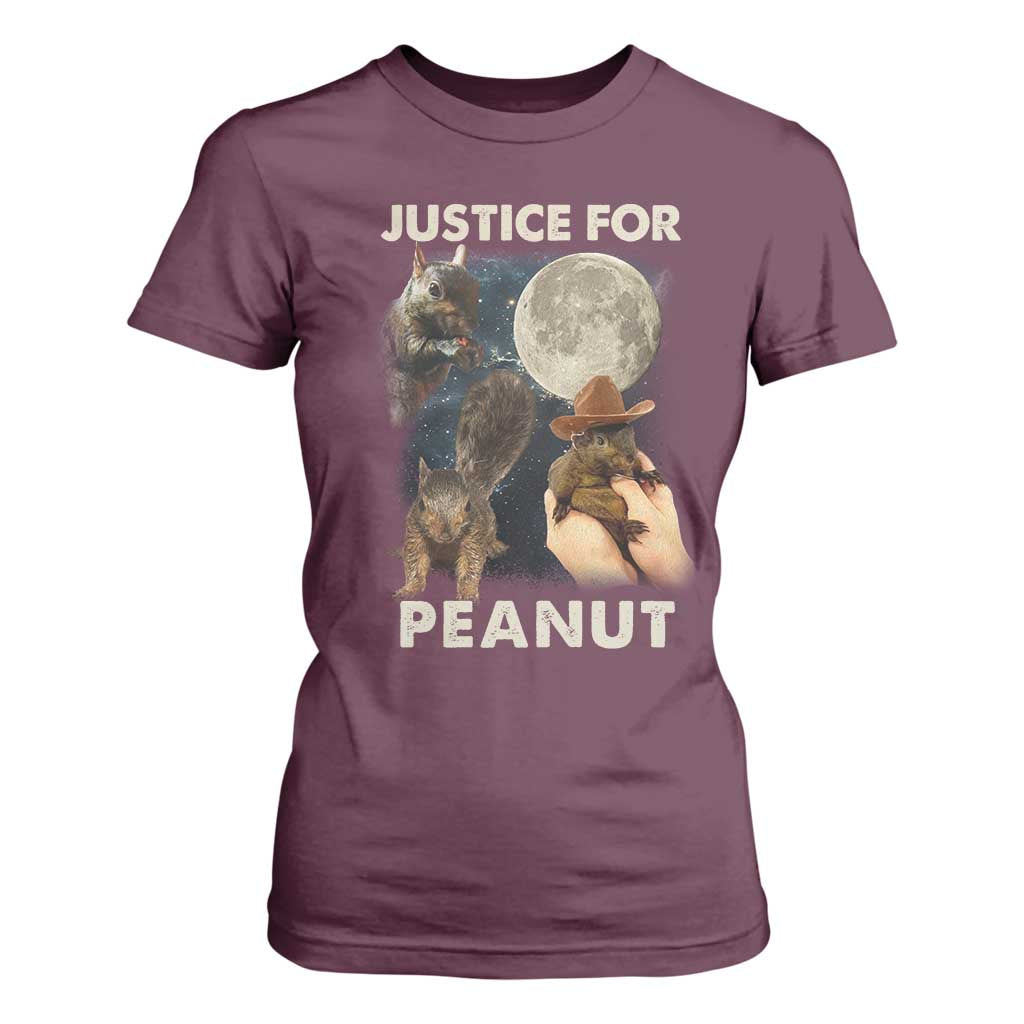 Justice For Peanut The Squirrel 2024 Moon T Shirt For Women TS11 Maroon Print Your Wear