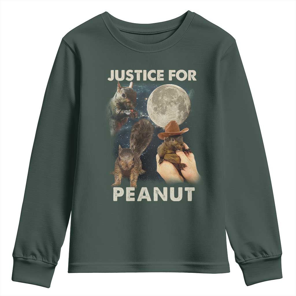 Justice For Peanut The Squirrel 2024 Moon Youth Sweatshirt TS11 Dark Forest Green Print Your Wear