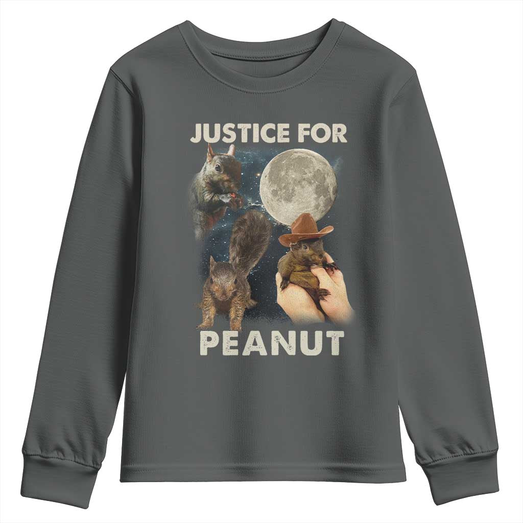 Justice For Peanut The Squirrel 2024 Moon Youth Sweatshirt TS11 Dark Heather Print Your Wear