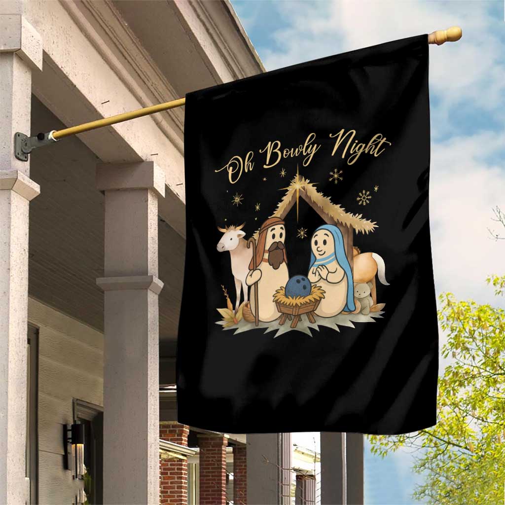 Funny Christmas Bowling Garden Flag Oh Bowly Night Nativity Scene Bowling Pins TS11 Print Your Wear