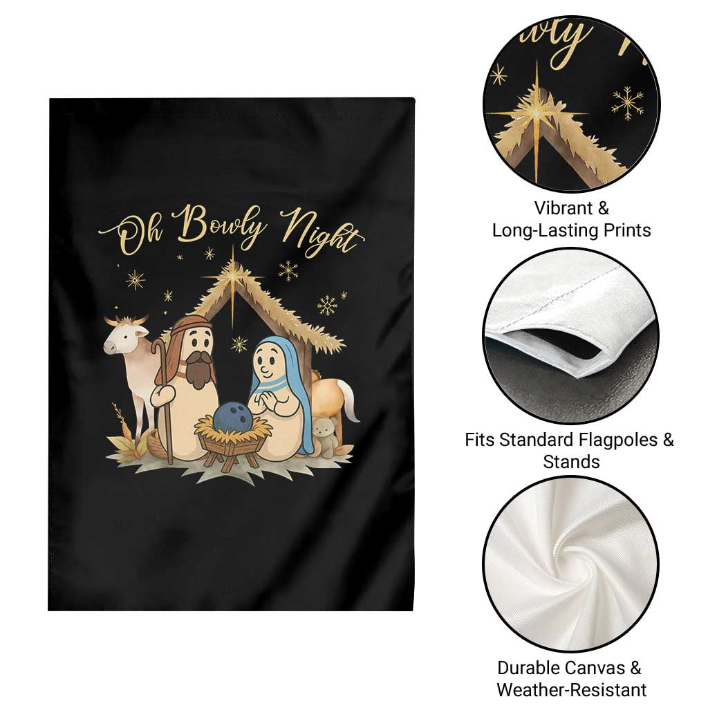 Funny Christmas Bowling Garden Flag Oh Bowly Night Nativity Scene Bowling Pins TS11 Print Your Wear