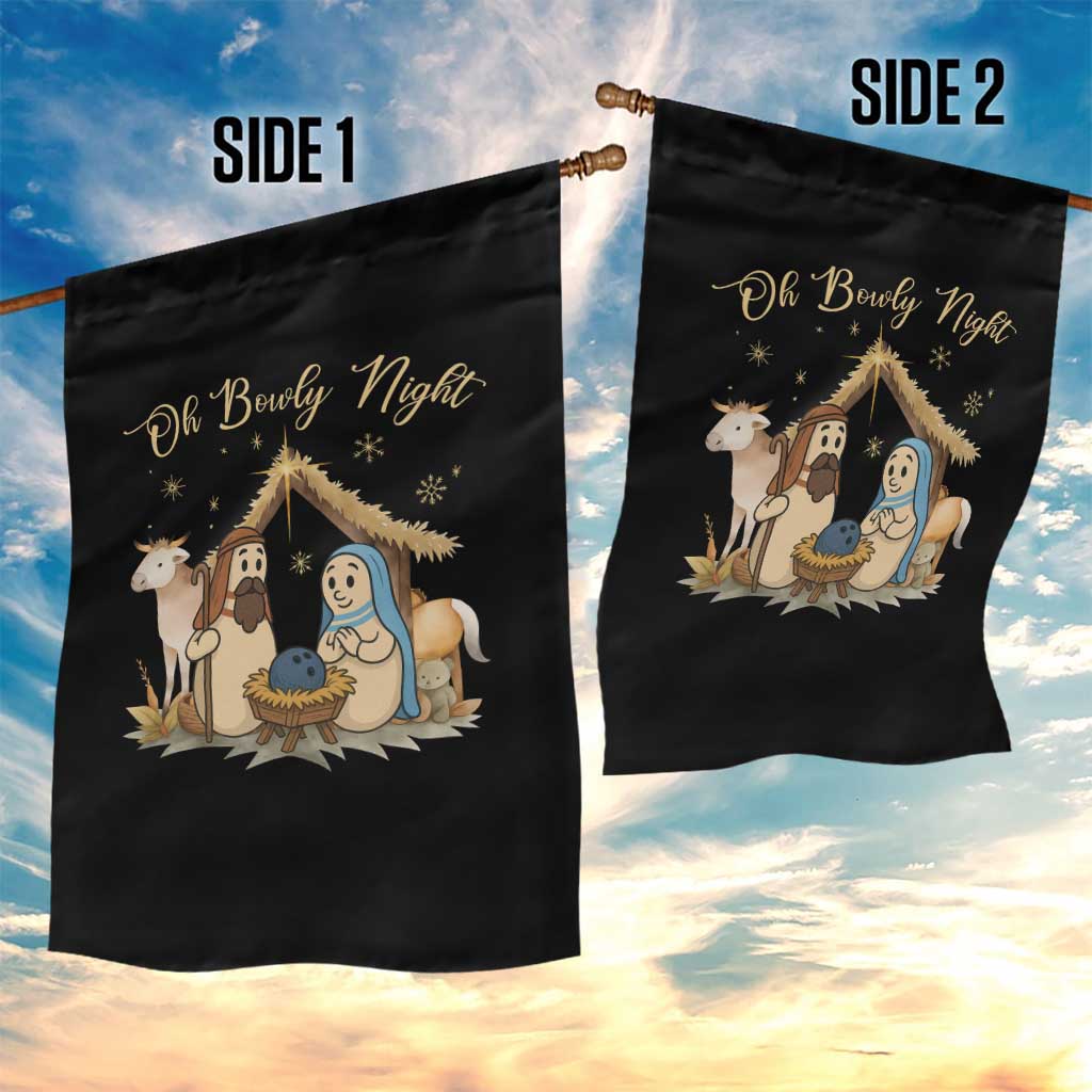 Funny Christmas Bowling Garden Flag Oh Bowly Night Nativity Scene Bowling Pins TS11 Print Your Wear