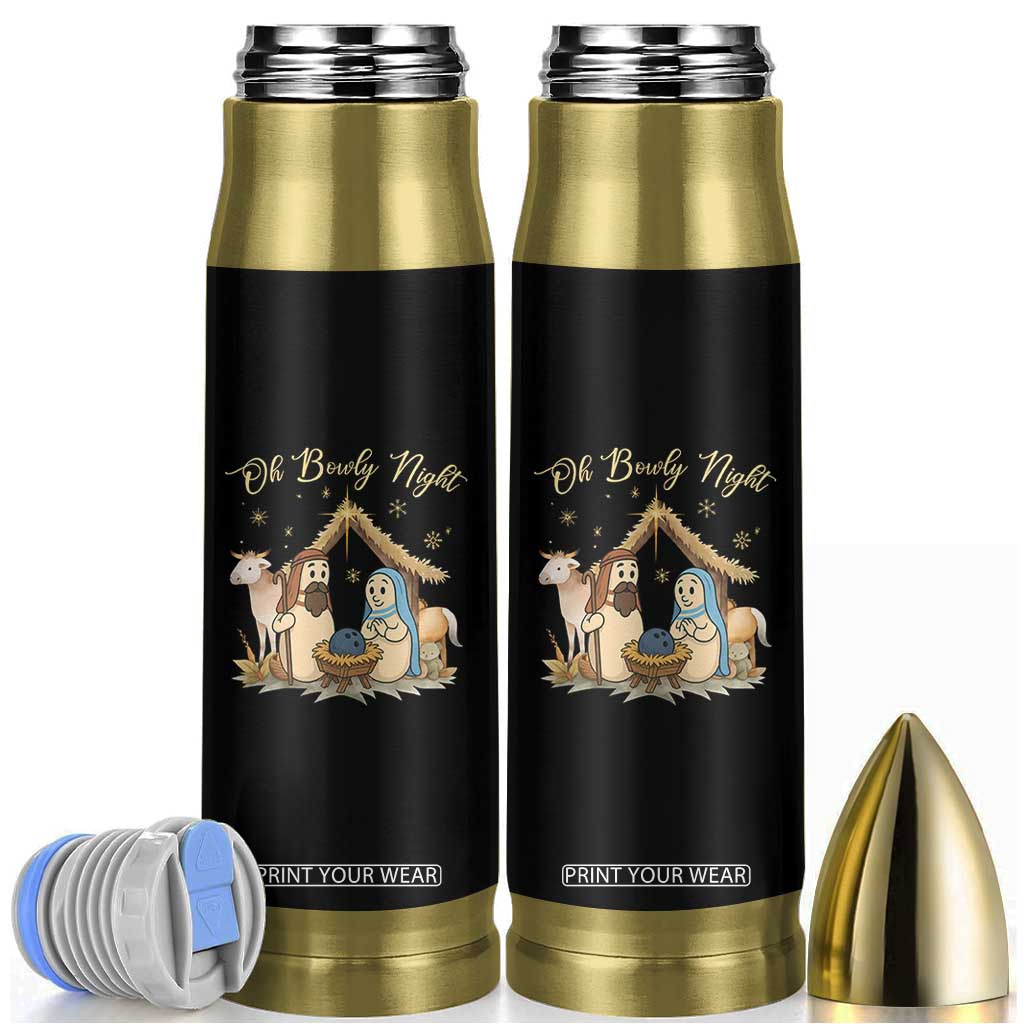 Funny Christmas Bowling Bullet Tumbler Oh Bowly Night Nativity Scene Bowling Pins TS11 Black Print Your Wear