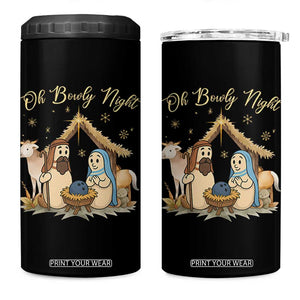 Funny Christmas Bowling 4 in 1 Can Cooler Tumbler Oh Bowly Night Nativity Scene Bowling Pins - Print Your Wear