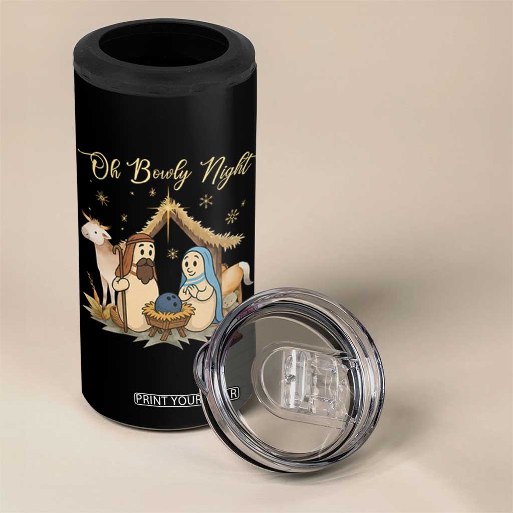 Funny Christmas Bowling 4 in 1 Can Cooler Tumbler Oh Bowly Night Nativity Scene Bowling Pins TS11 Print Your Wear