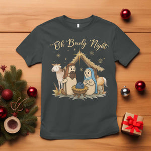 Funny Christmas Bowling T Shirt Oh Bowly Night Nativity Scene Bowling Pins TS11 Dark Heather Print Your Wear