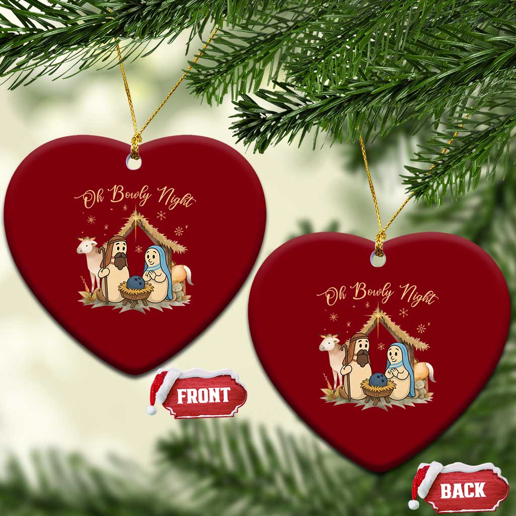 Funny Christmas Bowling Ceramic Ornament Oh Bowly Night Nativity Scene Bowling Pins TS11 Print Your Wear