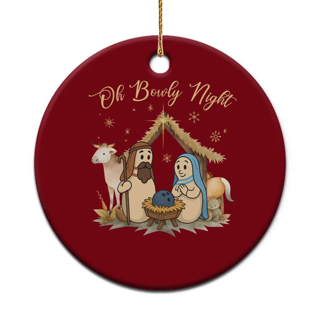 Funny Christmas Bowling Ceramic Ornament Oh Bowly Night Nativity Scene Bowling Pins TS11 1pc Red Print Your Wear