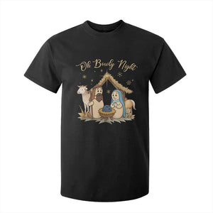 Funny Christmas Bowling T Shirt For Kid Oh Bowly Night Nativity Scene Bowling Pins TS11 Black Print Your Wear