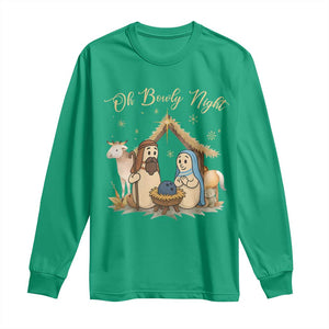 Funny Christmas Bowling Long Sleeve Shirt Oh Bowly Night Nativity Scene Bowling Pins TS11 Irish Green Print Your Wear