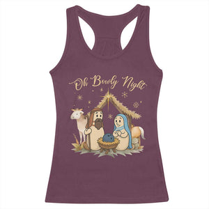 Funny Christmas Bowling Racerback Tank Top Oh Bowly Night Nativity Scene Bowling Pins TS11 Maroon Print Your Wear