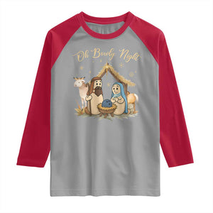 Funny Christmas Bowling Raglan Shirt Oh Bowly Night Nativity Scene Bowling Pins TS11 Sport Gray Red Print Your Wear