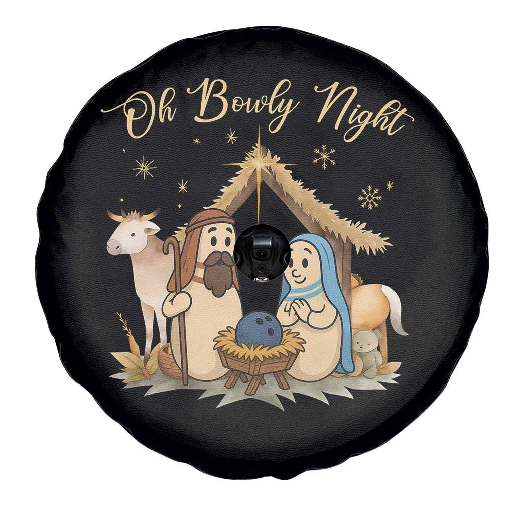 Funny Christmas Bowling Spare Tire Cover Oh Bowly Night Nativity Scene Bowling Pins TS11 Print Your Wear