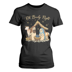 Funny Christmas Bowling T Shirt For Women Oh Bowly Night Nativity Scene Bowling Pins TS11 Black Print Your Wear