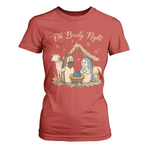 Funny Christmas Bowling T Shirt For Women Oh Bowly Night Nativity Scene Bowling Pins TS11 Red Print Your Wear