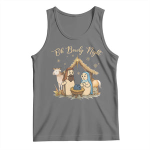 Funny Christmas Bowling Tank Top Oh Bowly Night Nativity Scene Bowling Pins TS11 Black Heather Print Your Wear
