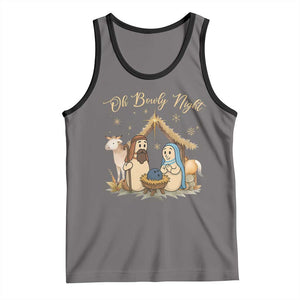 Funny Christmas Bowling Tank Top Oh Bowly Night Nativity Scene Bowling Pins TS11 Deep Heather Black Print Your Wear