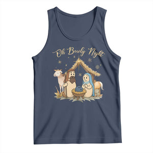 Funny Christmas Bowling Tank Top Oh Bowly Night Nativity Scene Bowling Pins TS11 Navy Print Your Wear