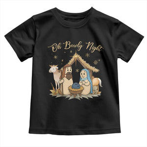 Funny Christmas Bowling Toddler T Shirt Oh Bowly Night Nativity Scene Bowling Pins TS11 Black Print Your Wear
