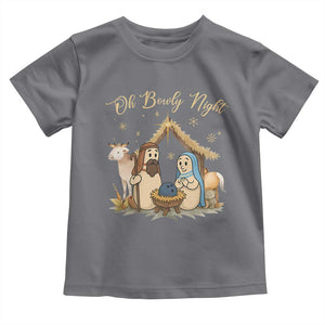 Funny Christmas Bowling Toddler T Shirt Oh Bowly Night Nativity Scene Bowling Pins TS11 Charcoal Print Your Wear