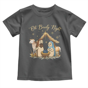 Funny Christmas Bowling Toddler T Shirt Oh Bowly Night Nativity Scene Bowling Pins TS11 Dark Heather Print Your Wear