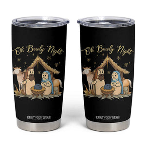Funny Christmas Bowling Tumbler Cup Oh Bowly Night Nativity Scene Bowling Pins - Print Your Wear